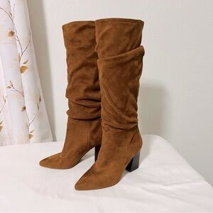 Steve Madden Women’s Size 5.5M Brown Heeled Boots with Slouchy Suede Design